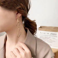 new exaggerated irregular geometric gold fashion ladies earrings long temperament silver woman earrings trend high quality niche
