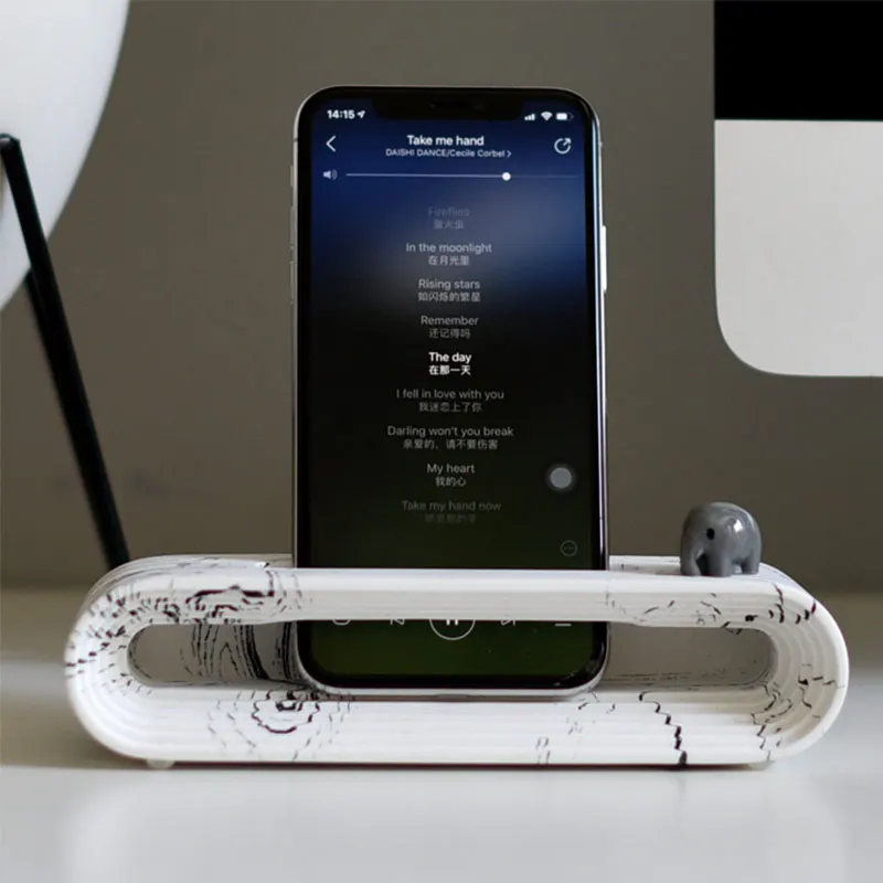 

Nordic Home&Office Decoration Desk Decor Cement Mobile Phone Loud-speaker Concrete Mobile Phone Holder With Miniature Figurines