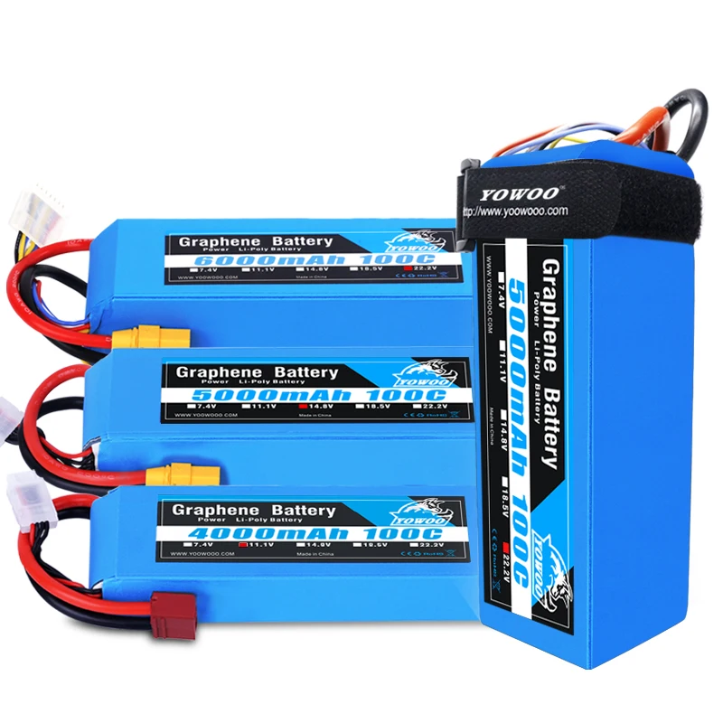 yowoo graphene lipo 3s 4s 6s батарея 111 v 148 v 222 v 4000mah 5000mah 6000mah t xt60 xt90 ec5 female 100c rc