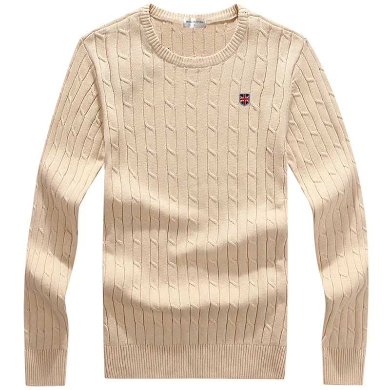 

New Fall Winter Pullover Pure Color Men's 100% Cotton Sweater O-neck Embroidered Logo Casual Fashion Top Comfortable Sweater