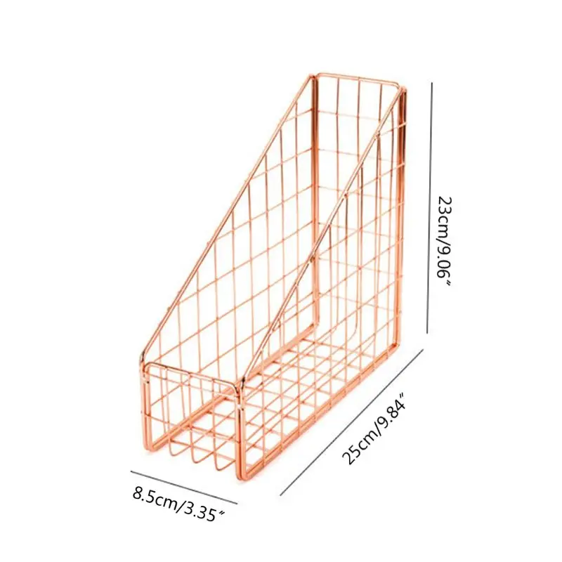 

Nordic Wrought Iron Grid File Holder Simple Single Layer Desk Shelf Book Storage