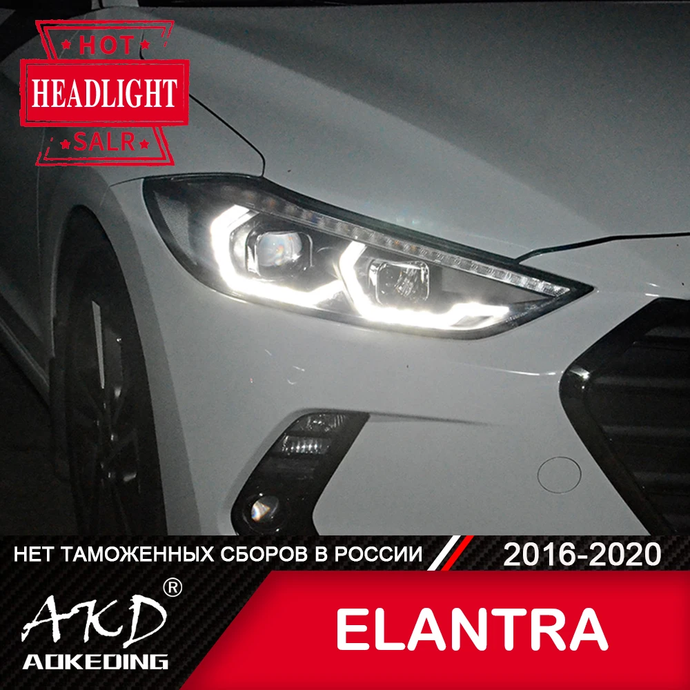 

Передняя фара для автомобиля Hyundai Elantra новый 2016-2020 головной светильник s туман светильник s дневные ходовые светильник DRL H7 светодиодный Bi ксеноновые лампы для вагонетки с противовесом