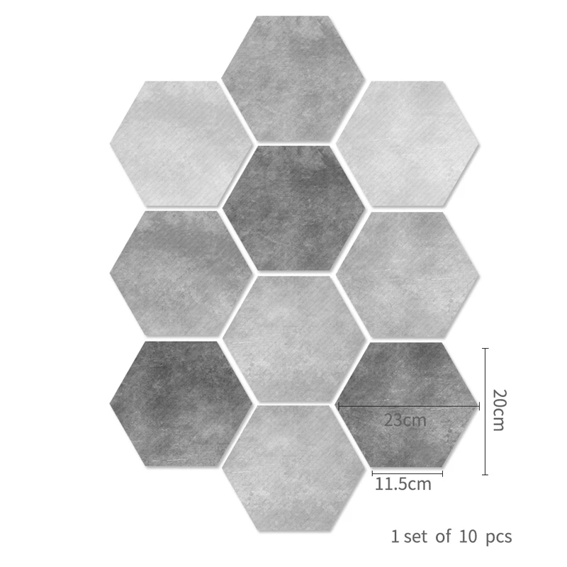 

1Pack Oil Proof Wall Tiles PVC Hexagonal Floor Stickers For Kitchen Bathroom Living Room DIY Wallpaper Home Decor