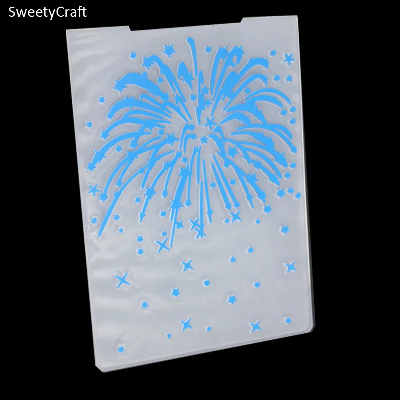 Тисненая папка с рисунком фейерверка синие пластиковые штампы трафареты для