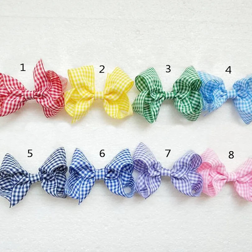 Клетчатый плед с заколки бантами для волос эластичной лентой Галстуки девочек