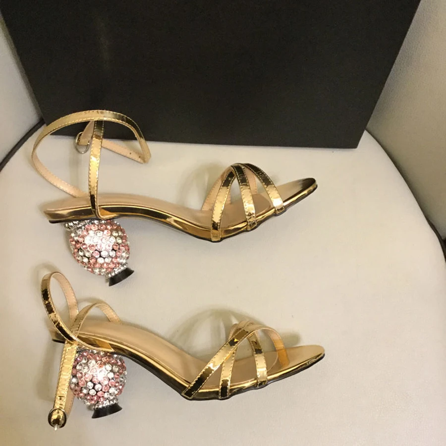 Prova Perfetto стразы шпильки необычный каблук гладиаторы летние лодочки с