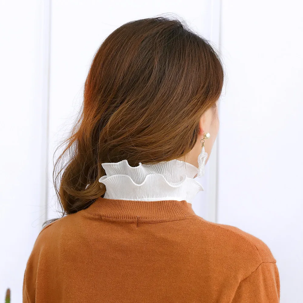 Женская Весенняя блузка со съемным воротником короткий топ с стойкой и оборками