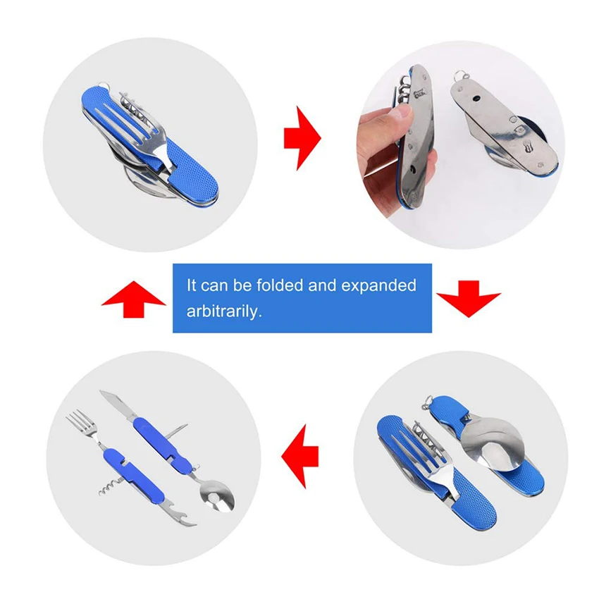 Многофункциональная посуда для кемпинга портативный карманный складной нож