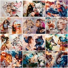 AZQSD Алмазная вышивка женщина волк Леопард мозаика Стразы алмазная живопись портрет Вышивка крестом Декор для дома ручной работы