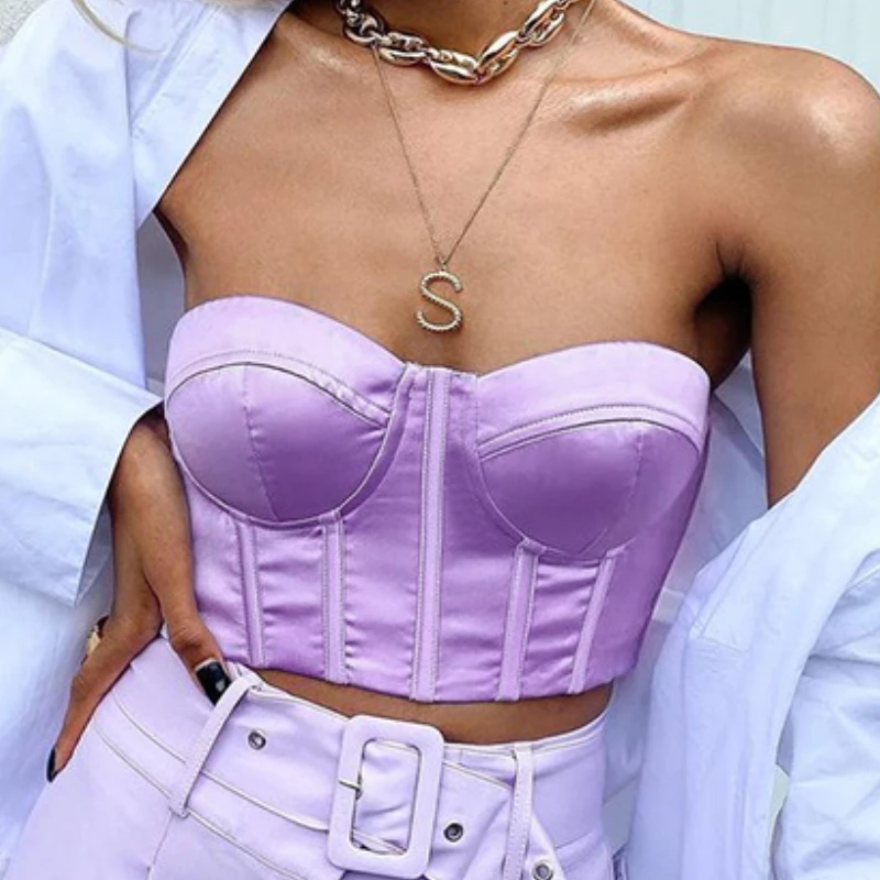 

Gothic Tube Crop Tank Top for Women Summer 2021 Croptops Sleeveless Sexy Y2k Aesthetic Ladies Party Purplr Vest Backless Clothes