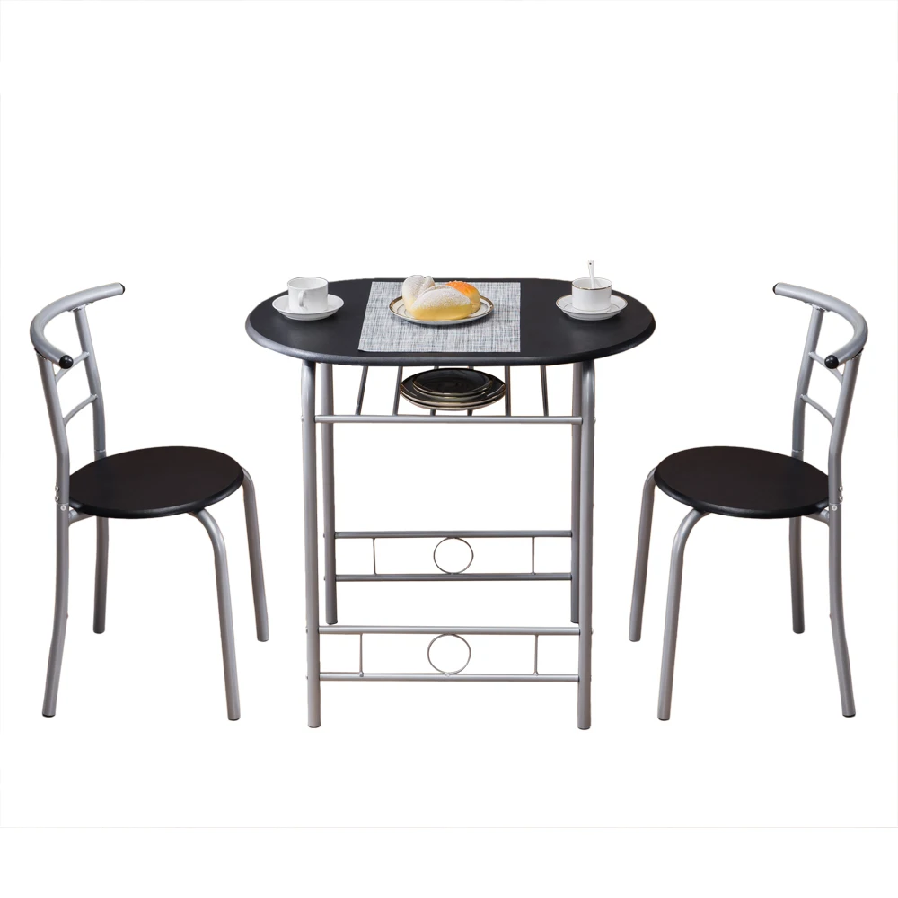 

Стол для завтрака из ПВХ, мебель для столовой, один стол и два стула, черный