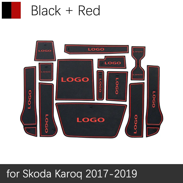 Red Противоскользящий резиновый подстаканник со слотом для ворот для Skoda Karoq коврик для двери наклейки для автомобиля Стайлинг подстаканник - Название цвета: Red