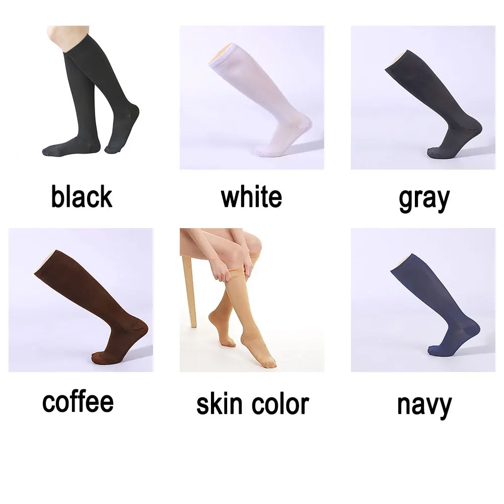 

1 Pair Unisex Compression Socks Men Women Varicose Veins Leg Relief Pain Knee Bare Toe Breathable High Socks