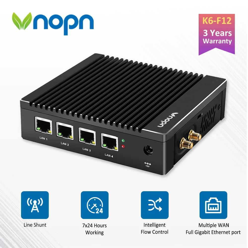 K6F12 Intel мини ПК безвентиляторный маленький промышленный компьютер Ubuntu 4 * RJ45 Gigabit LAN