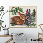 HUACAN вышивка кролик животные наборы вышивки крестом 14CT 40х50 см наборы рукоделия белый холст сделай сам украшение дома
