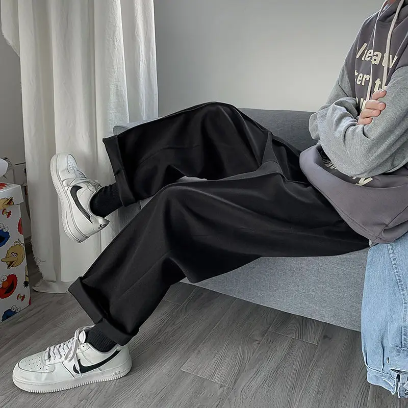 

Men's trousers 2021 spring and winter new slim solid color wild straight wide-leg pants trousers loose casual men's clothing