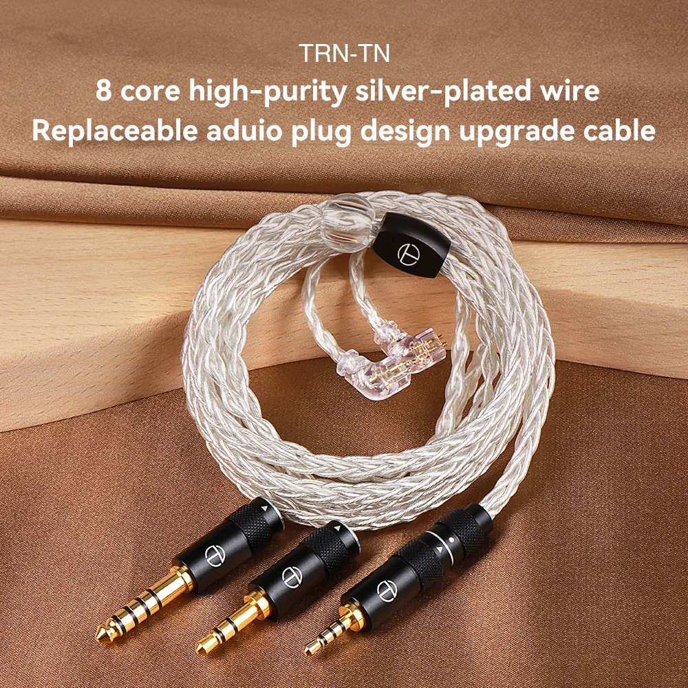 TRN TN 8 Core High-Purity Oxygen Copper + Silve Replaceable Aduio Plug Design HIFI Upgrade Cable  Connector For TRN MT4  MT1max
