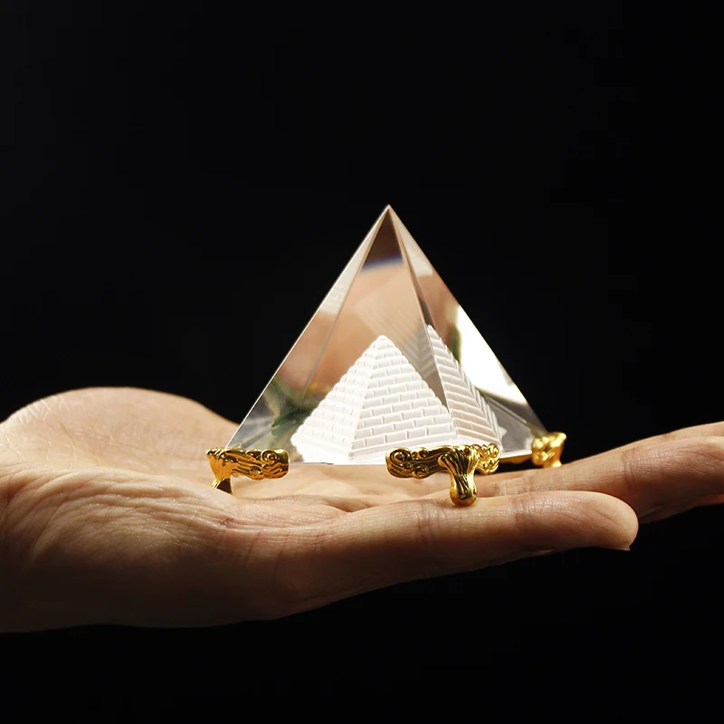

Magic Energy Healing Mini Fengshui Egypt Crystal Clear Pyramid Ornament Miniature Living Room Decoration