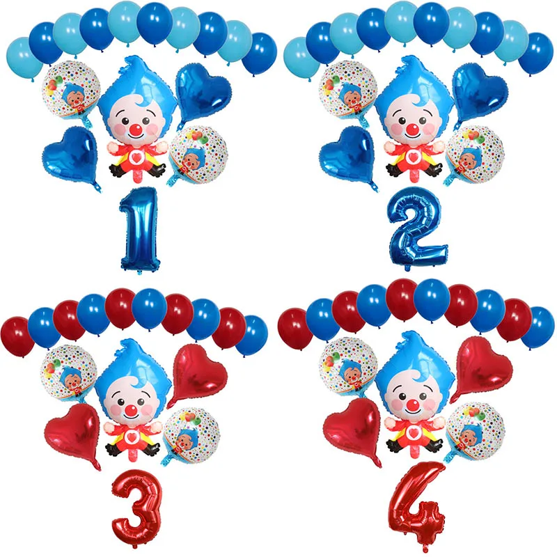 

15pcs/set Clown Plim Foil Helium Balloons 30inch Number Air Globos Children Birthday Theme Party Decorations Set Kids Toys Gift