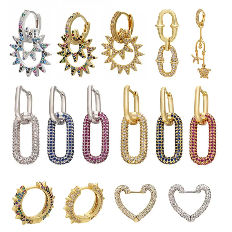 Женские многослойные серьги кольца в форме сердца со звездой радужные с