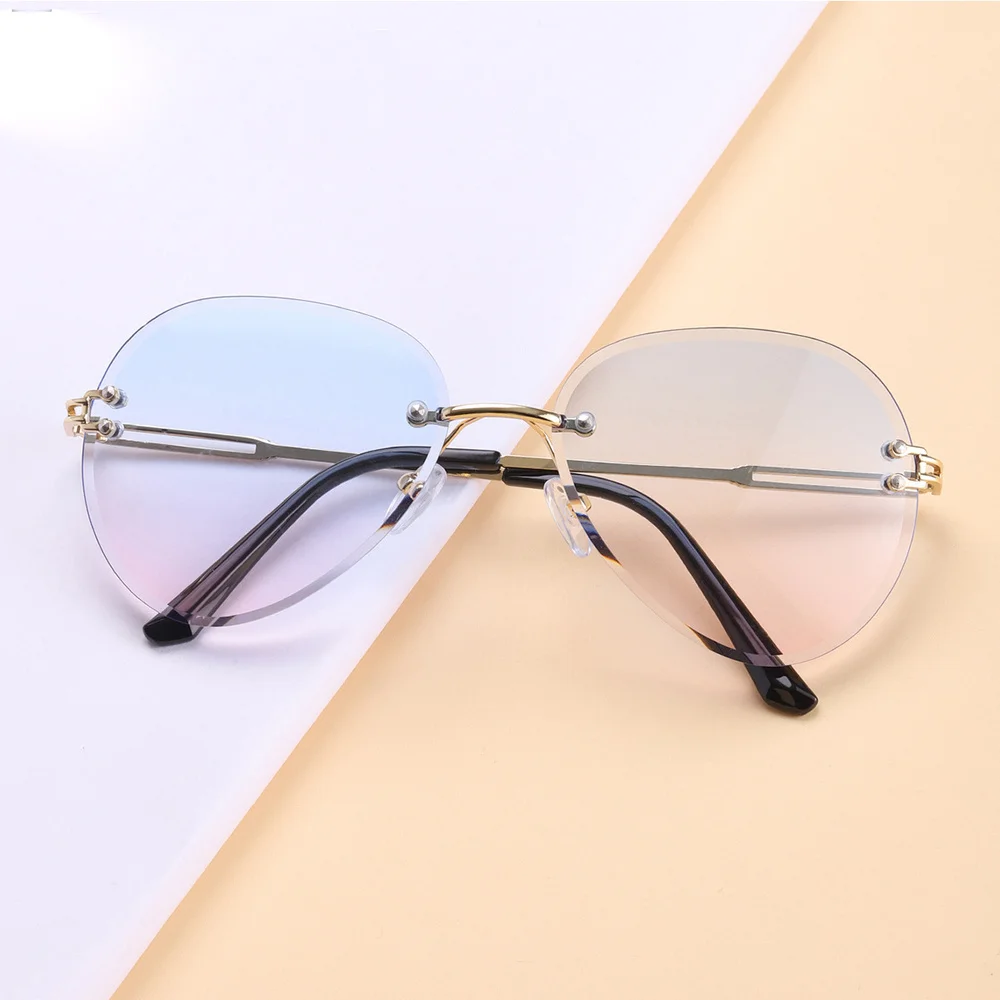 

Fashion Clear Ocean Lenses Rimless Sunglasses Women 2022 UV400 Luxury Pilot Ladies Sun Glasses Men Ladies Shades Zonnebril Dames