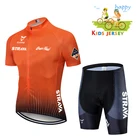 Детский велосипедный комплект STRAVA с коротким рукавом, лето 2021, детская велосипедная одежда для горного велосипеда, быстросохнущая велосипедная кофта для мальчиков и девочек, быстросохнущая кофта