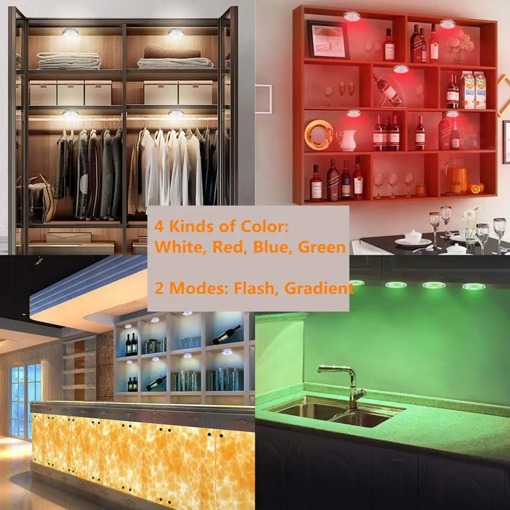 3 шт. светодиодный Беспроводная светодиодсветильник подсветка для шкафа с