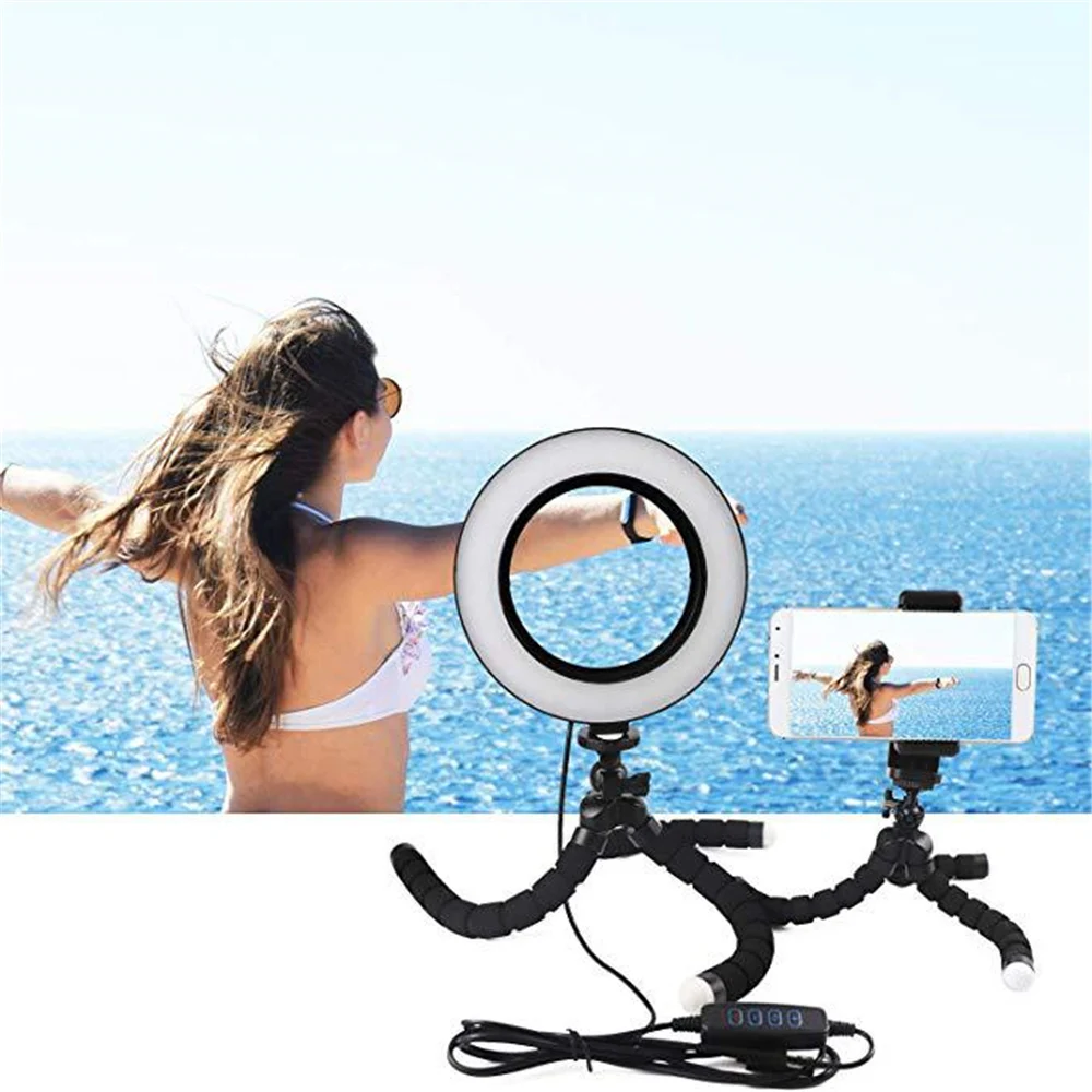 Практичный селфи светодиодный кольцевой светильник мини-камера 3 режима для YouTube