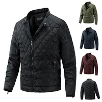men casual korean style stand collar jacket men winter lightweight cotton coats male full zip down jacket plus size