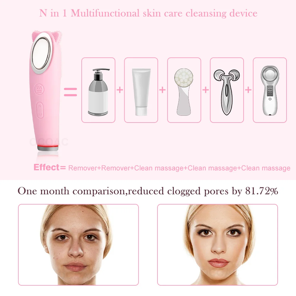 

Sonic Facial Silicone Brush Cleanser Multi-Function Device Lifting Electric Brush For Face Cleaning Rechargeable Home Use Device