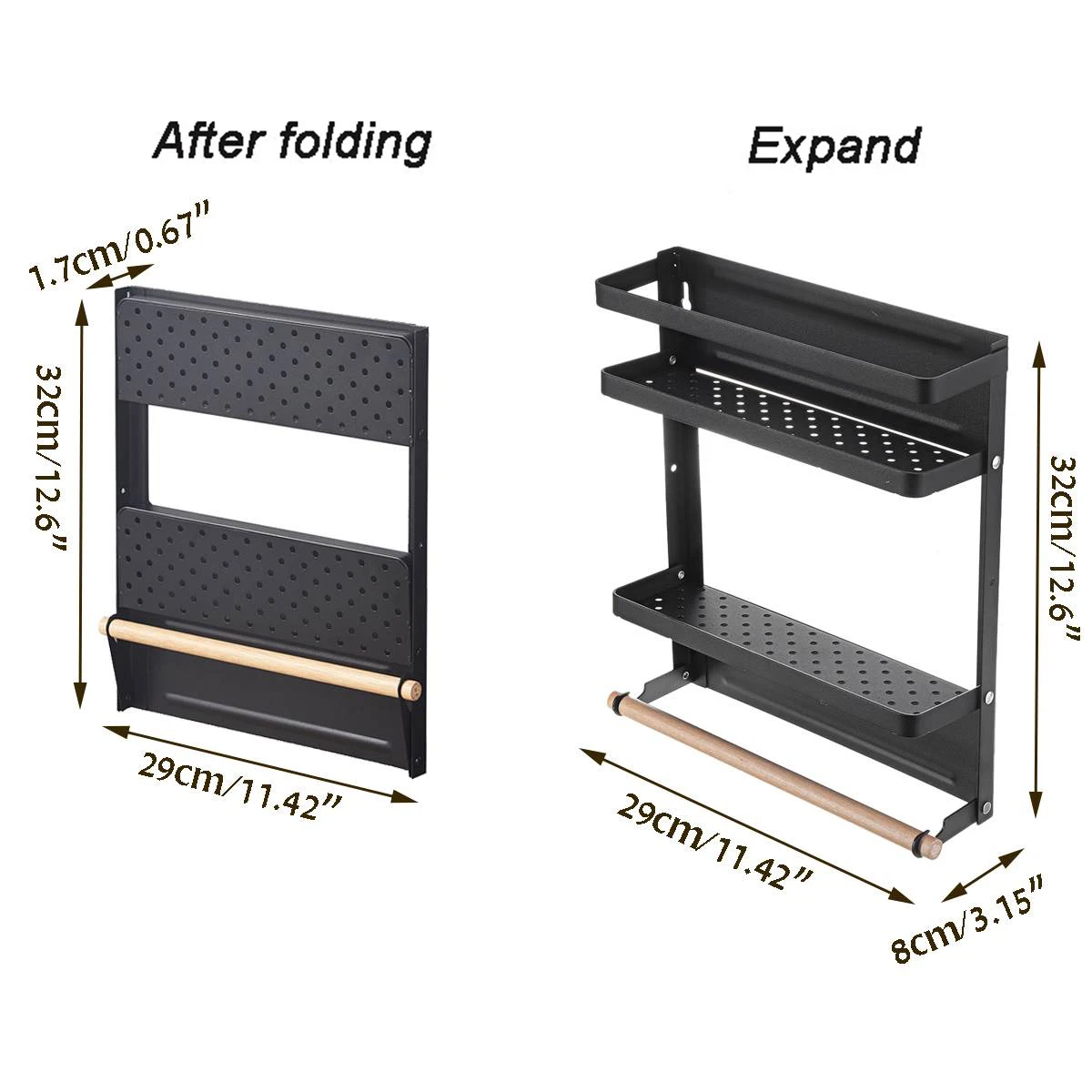

1/2/3 Tier Magnetic Fridge Shelf Paper Towel Roll Holder Refrigerator Side Hanging Spice Rack Kitchen Bathroom Storage Organizer