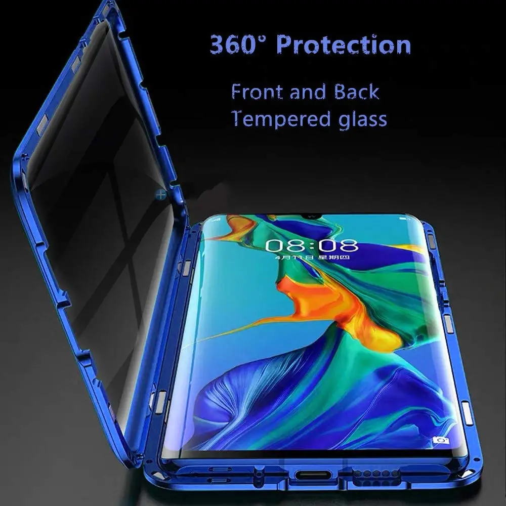anti peep magnetic case for huawei p40 p30 p20 pro lite mate 20 30 pro honor 30 pro x10 nova 9 case adsorption privacy cover free global shipping