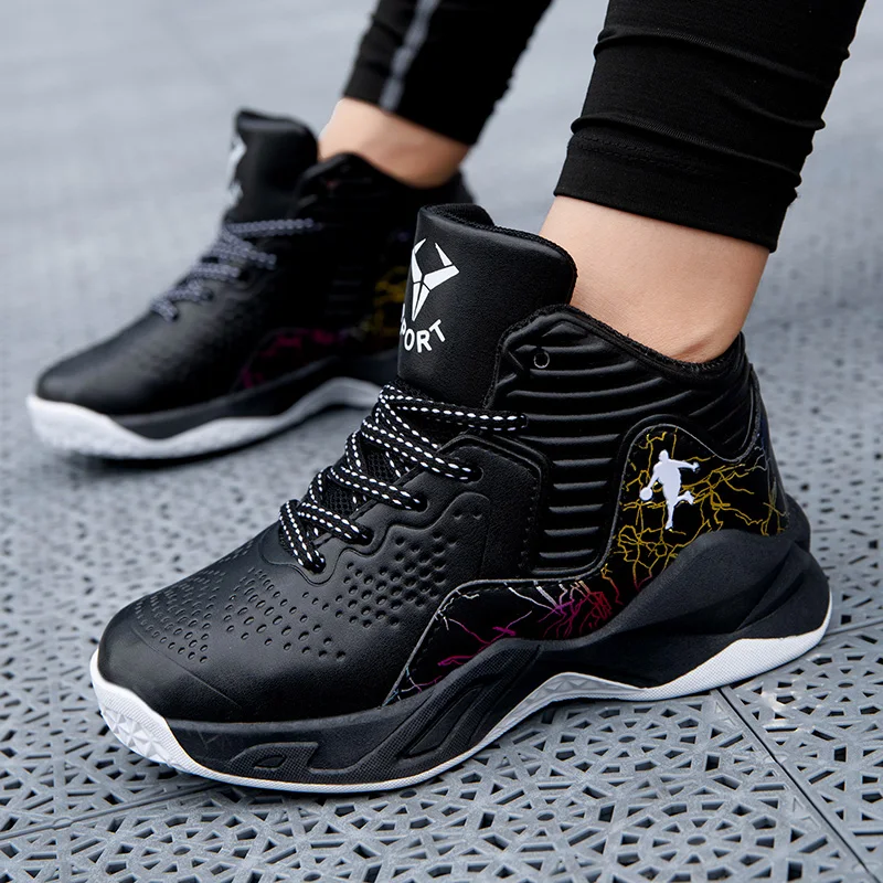 

Children Brand Sneakers High Top Soft Sole Leather Kids Basketball Shoes Anti-skid Boys Sneakers Child Boy Basket Trainer Shoes