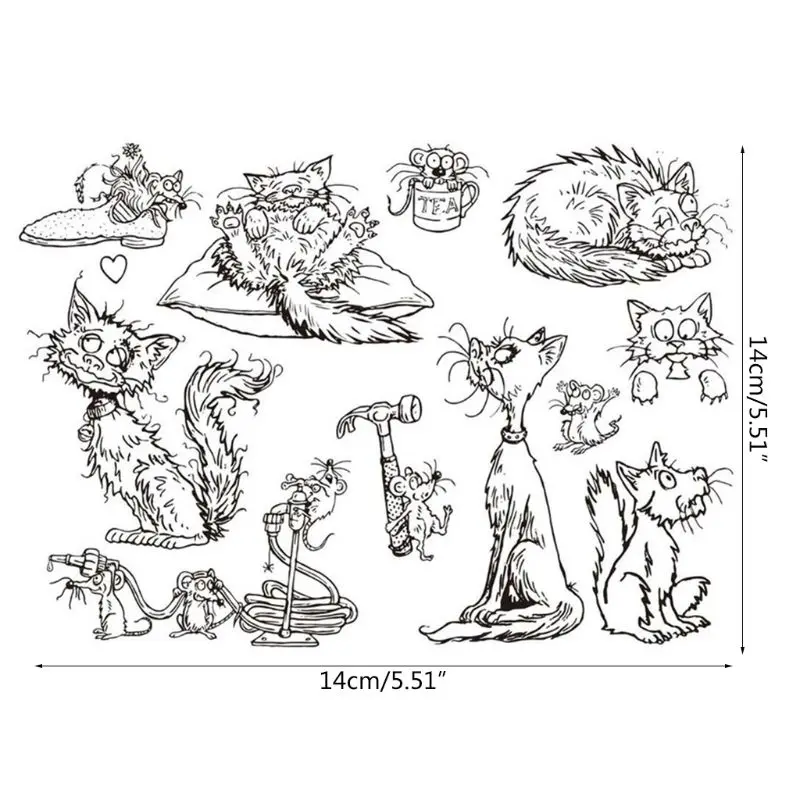 Симпатичная кошка мышь силиконовая прозрачная печать штамп сделай сам