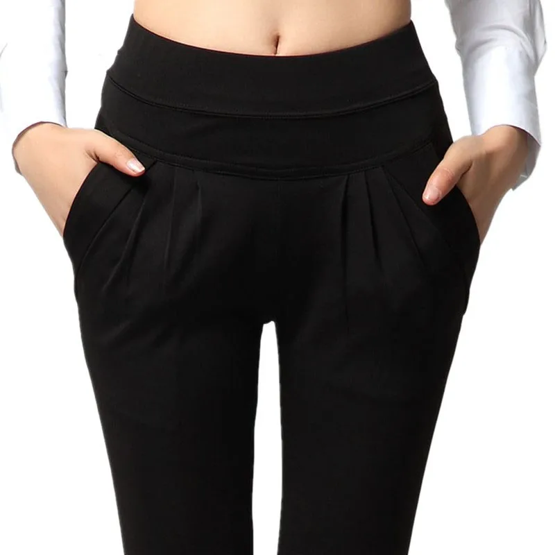 NORMOV 2 Colors Women's Casual Harem Pants Fashion 2019 Solid Loose Pants Mid Waist Plus Size Long Trousers Slim Female Pants