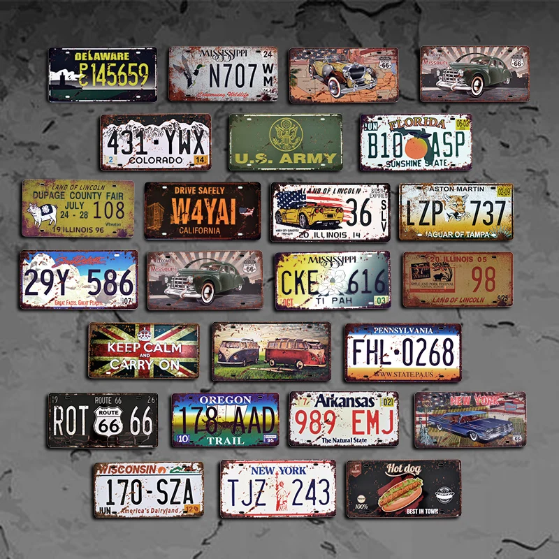 Американские винтажные металлические жестяные знаки американский номерной знак