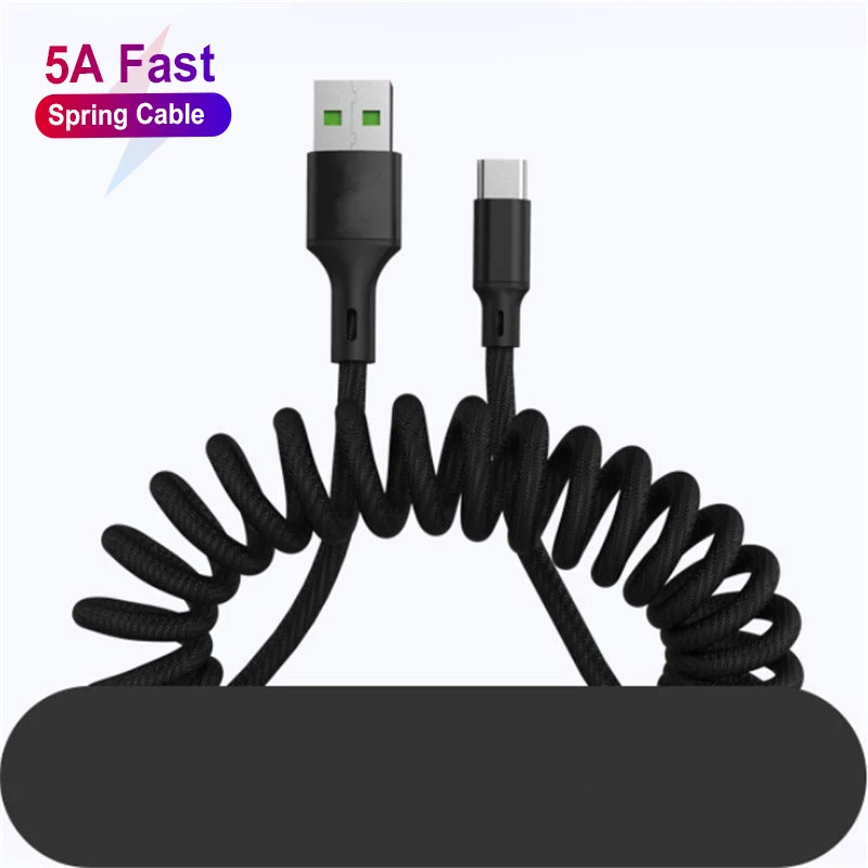Кабель USB Type-C Micro Lightning для Iphone 11 10 X XR Samsung Xiaomi Huawei 1 5 м 5A пружинный быстрой зарядки и
