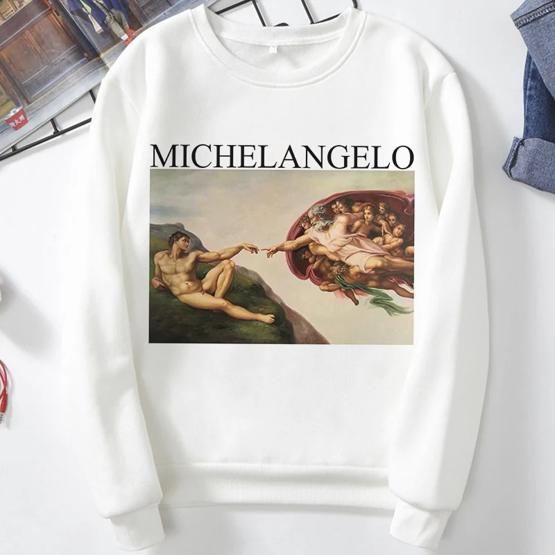 Van Gogh Works Graphic Print Moletom Clothes 2020 New Vintage Streetwear Women Hoodies Harajuku Aesthetic White Tops Sweetshirt