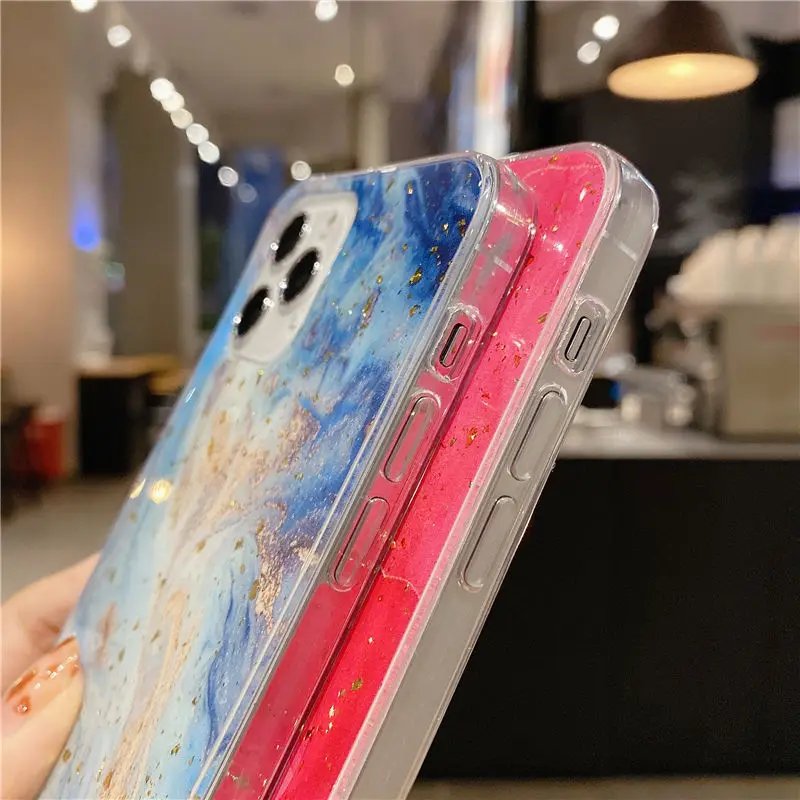 Роскошный блестящий чехол для телефона с золотой фольгой мраморным гранитом и