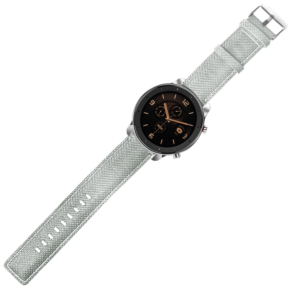Высокое качество 22 мм холст+ кожаный ремешок для наручных часов для huawei Watch GT браслет ремешок для Huami Amazfit GTR 47 мм ремень Мягкий