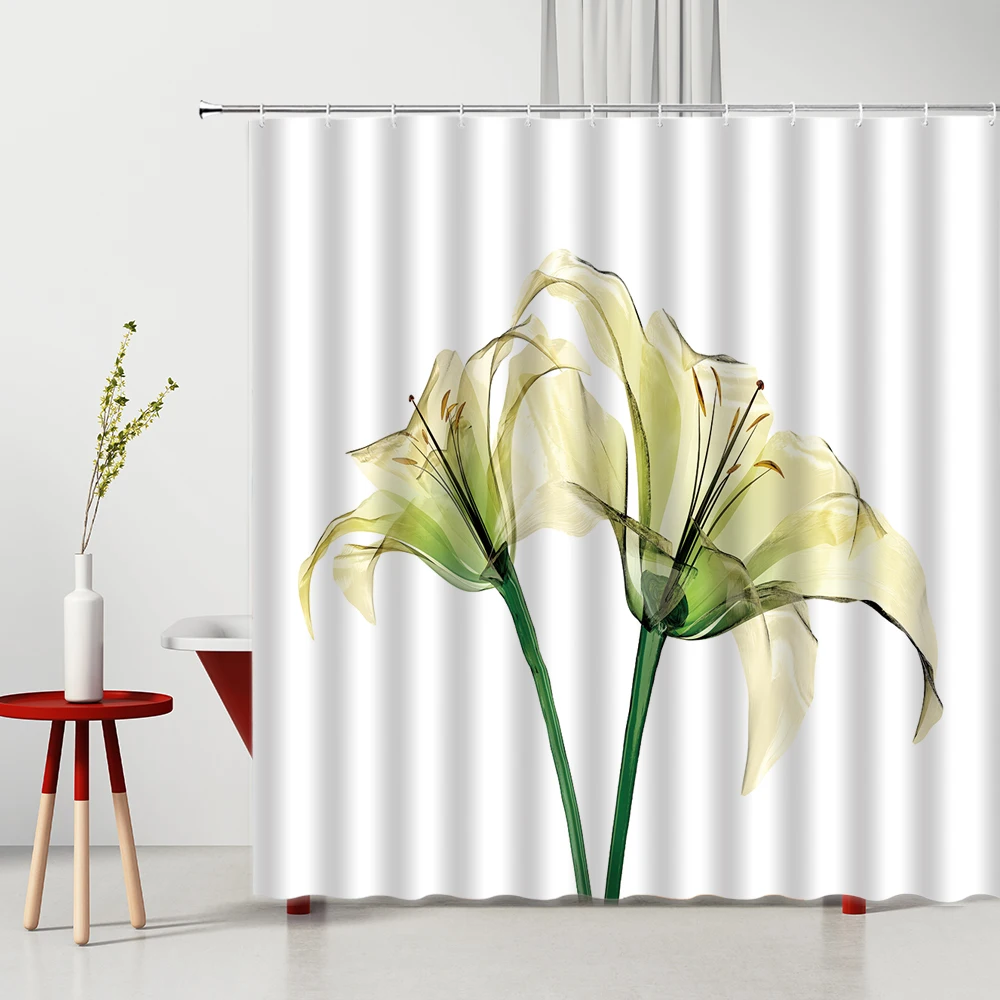

Flowers Shower Curtain Tulip Spring Landscape 3D Printing Waterproof Polyester Fabric Bathroom Partition Bath Curtains With Hook