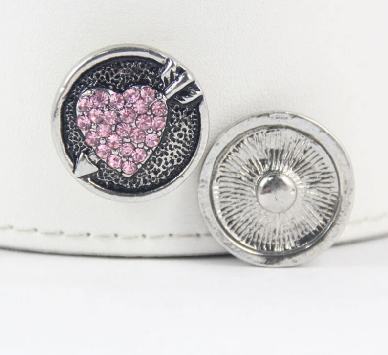 

DIY Button Jewelry Accessory Fashion Pink Heart Snap Button Jewelry Drop Shipping BT5164