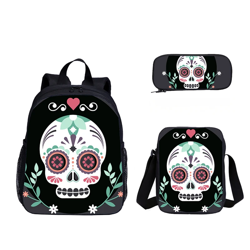 

New Mexican Skull Book Bag Kids Kindergarten School Bags For Girls Schoolbags Toddler Backpack Set Mini 13 Inch Mochila Escolar