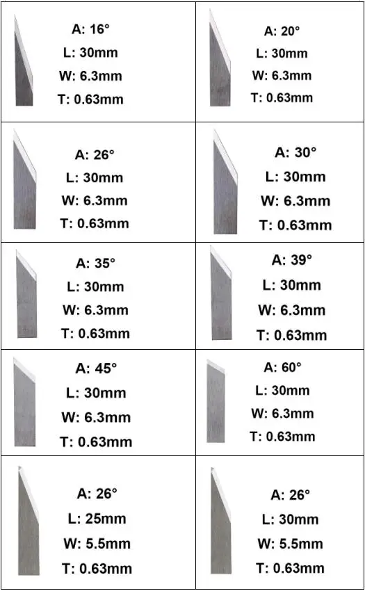 10pc Jingwei Rui Zhou Aoke IECHO ZUND RZCUT AOL Vibration Knife Cutting Machine Blade Cutter Head 16-60 Degree CNC Leather Blade