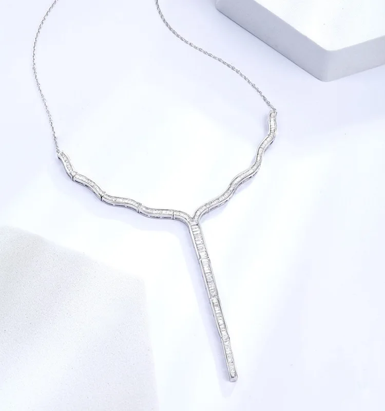 

925 Silver Sterling 45cm Necklace Diamond Pendant for Women Bohemia Collares Mujer Pendant Necklaces Naszyjnik Women Box