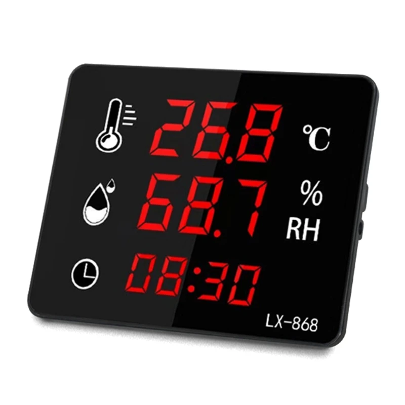 

Thermometer Hygrometer with Time Display Wall-mounted Clock Stand Clock Compatible with Home Workshop Werehouse Labs