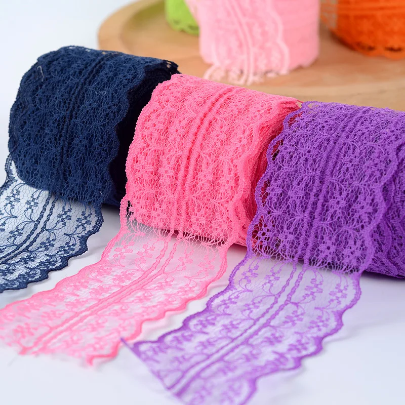 

4.5cm*10yards colorful soft lace trims for clothes Sewing lace trimming and ribbon DIY clothes accessories lace fabrics