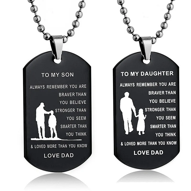 

Stainless Steel To My Son/Daughter Military Necklace Metal Lettering Pendant Inspirational Love Gifts From Dad