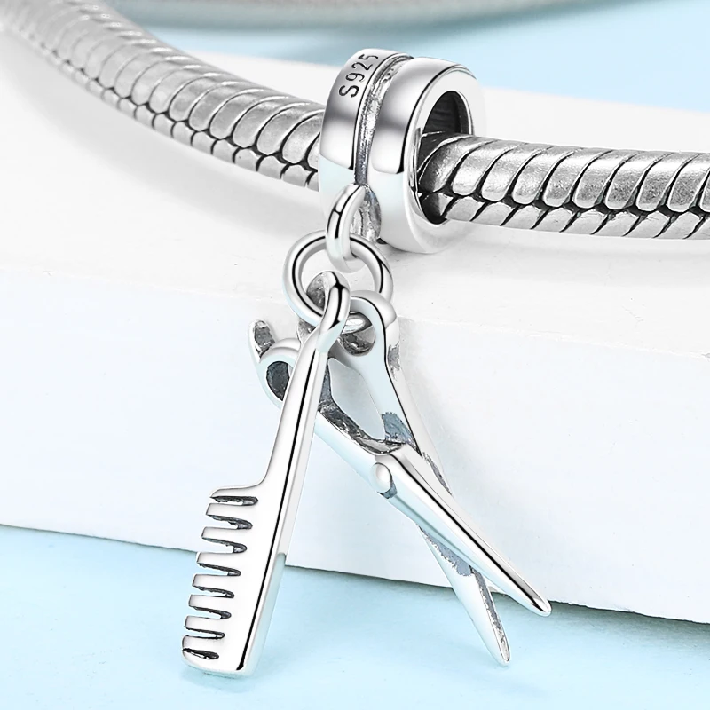 

Fit Original European Charms Bracelet Silver 925 Scissors Comb Charms Beads Authentic Pendant Diy Fashion Jewelry for Women Gift