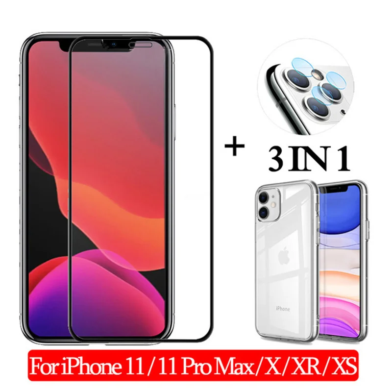 20 шт./лот в 1 чехол + Cristal Templado для защиты экрана iPhone 11 Pro Max закаленное стекло XR XS Xs